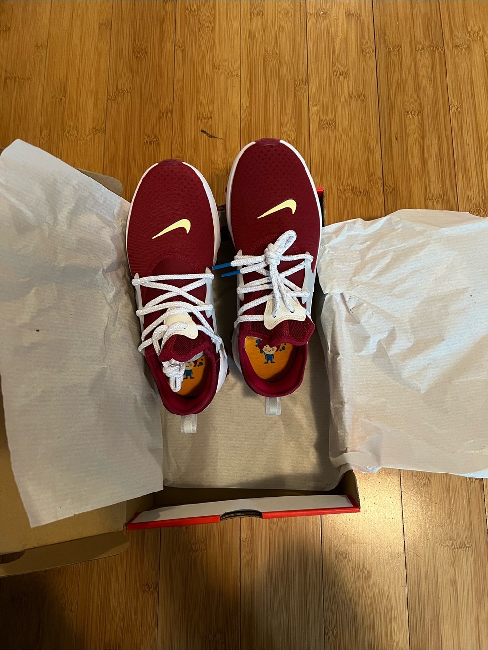 Nike Burgundy and White Slip-On Athletic Sneakers